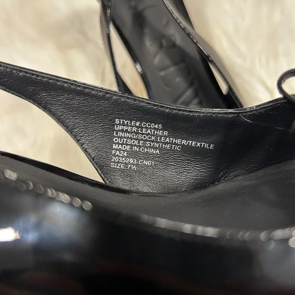 J. Crew Black Leona Patent‎ Leather Square Toe Slingback Heels Bow Detail 7.5 - Picture 8 of 8